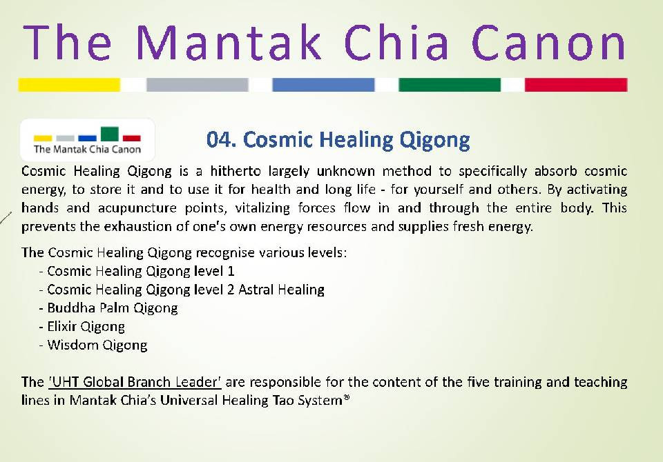 The forth Healing Art: Cosmic Healing Qigong (color code green)